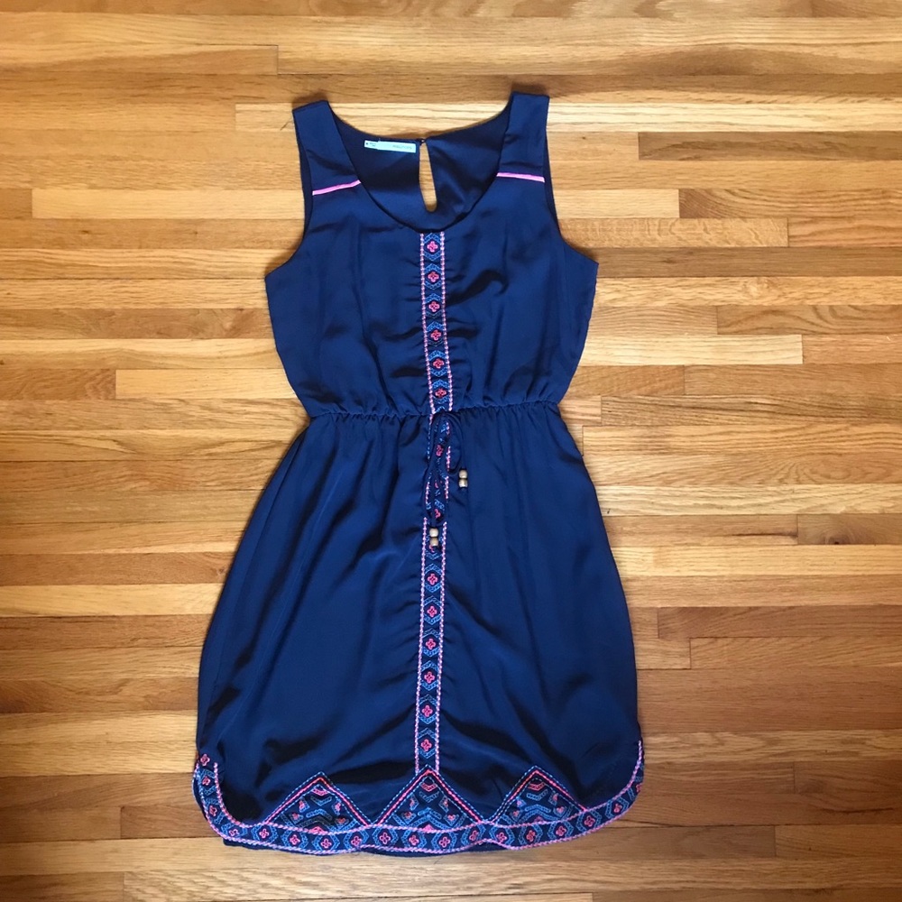 Beautiful Navy Dress with Neon Pink Accents
